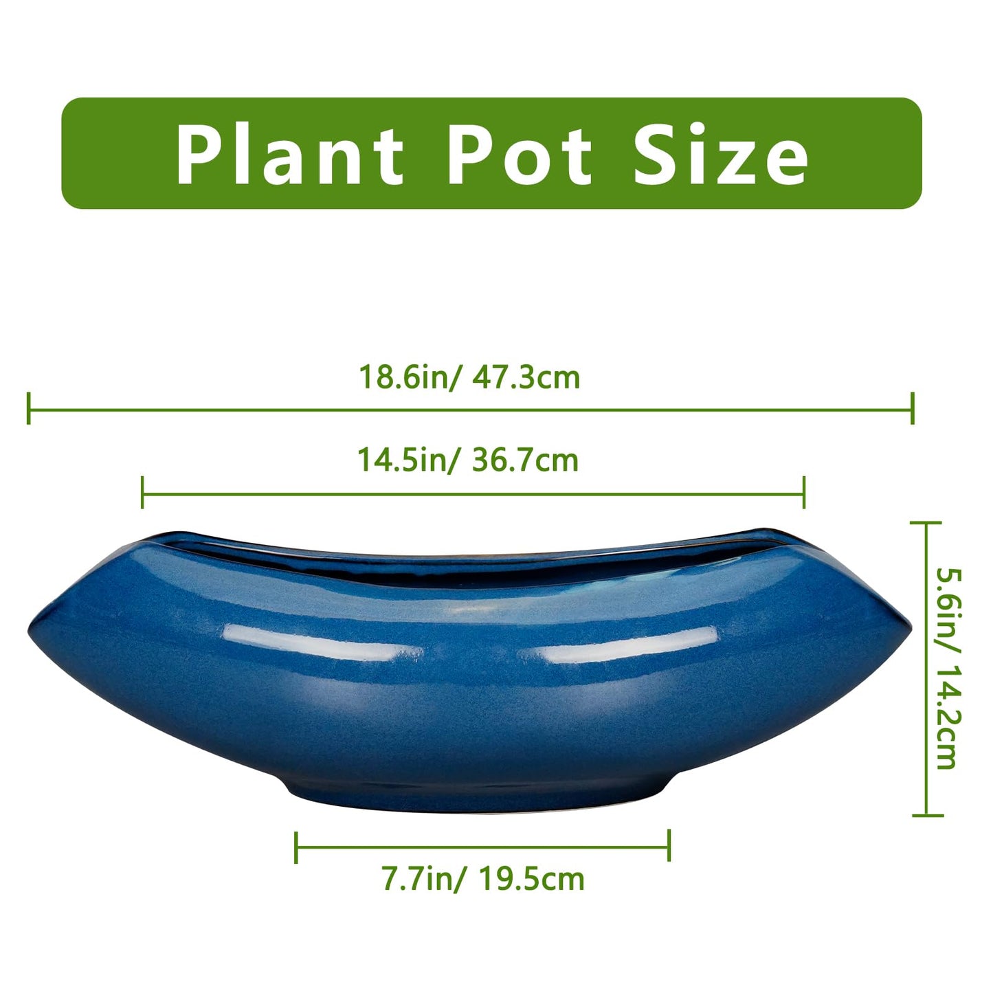 Teagas Bonsai Tree Pot 18 Inch - Ceramic Succulent Pots Large Bonsai Planter for Indoor Outdoor Plants Decorative Plant Pot with Drainage Hole Flower Pot for Home Garden Room Decor Blue