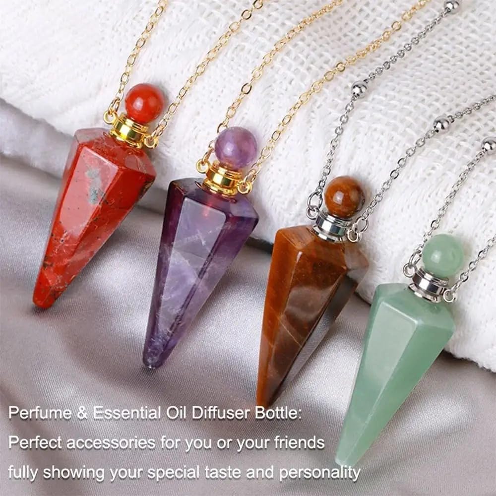 Generic 925 Sterling Silver Essential Oil Necklace, Unisex Cone Shape Pendant, Wellness Theme