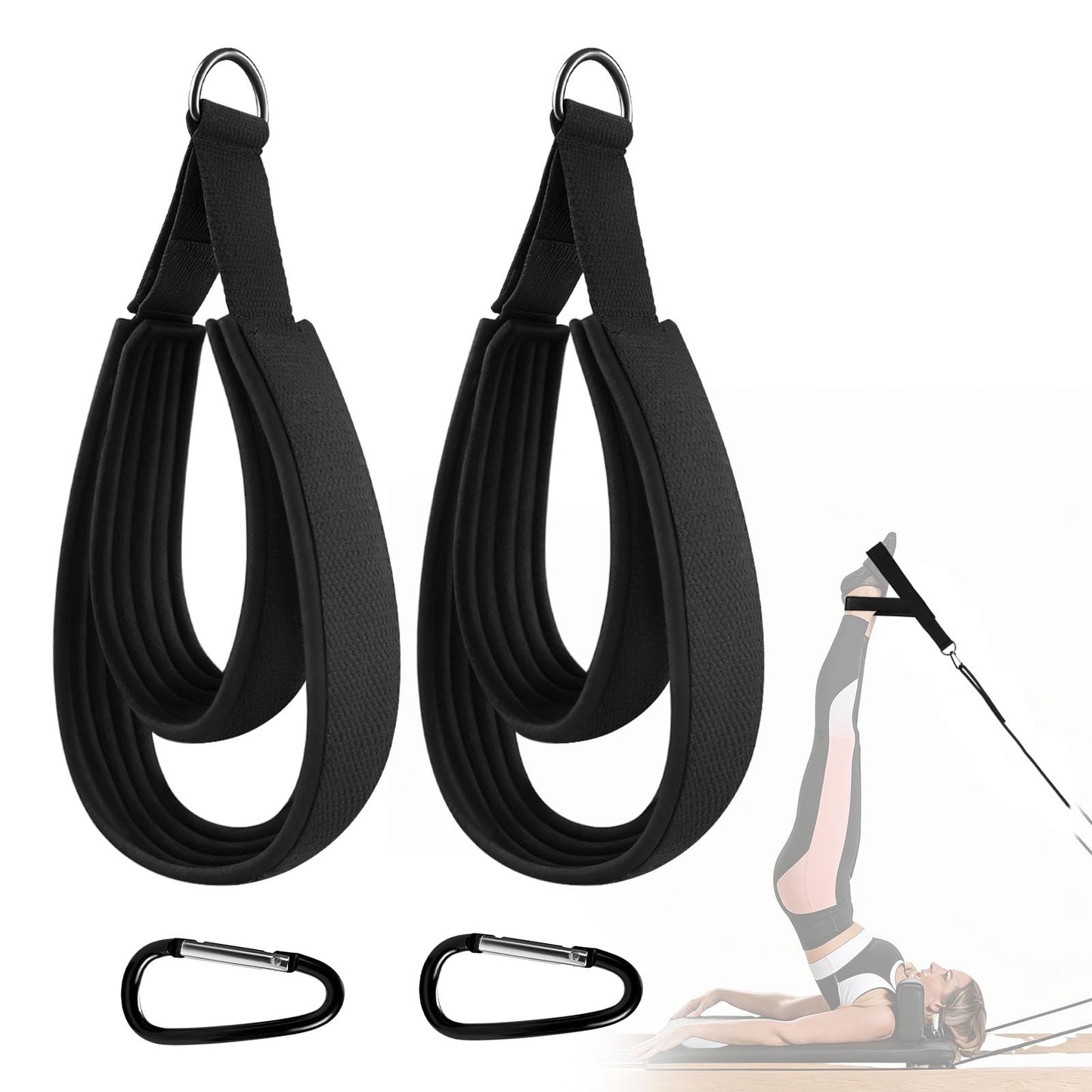 YIBEICO Padded Double Loop Kit for Balanced Body Pilates Reformer, Straps with D Rings for Studio, for Clinical, for Allegro 1 Pilates Reformers Equipment