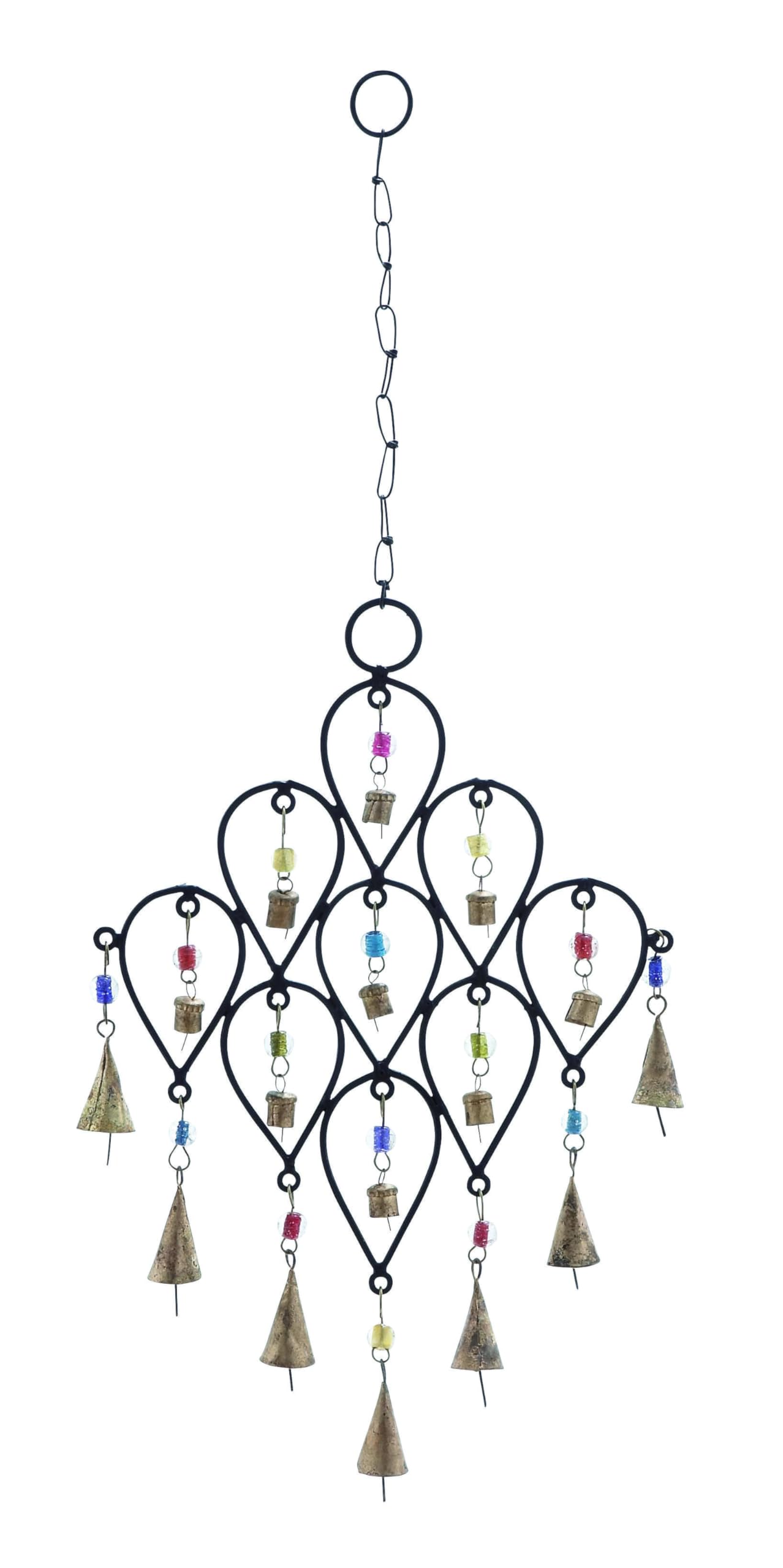 Deco 79 Metal Windchime with Bells, 10" x 1" x 24", Black
