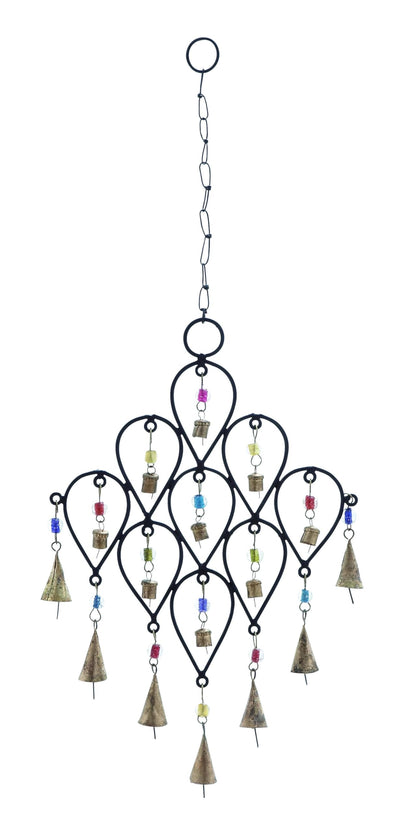 Deco 79 Metal Windchime with Bells, 10" x 1" x 24", Black
