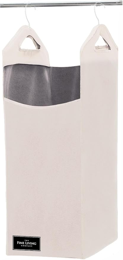 The Fine Living Co. Hanging Laundry Hamper Bag, Heavy Duty Hanger, Space Saving