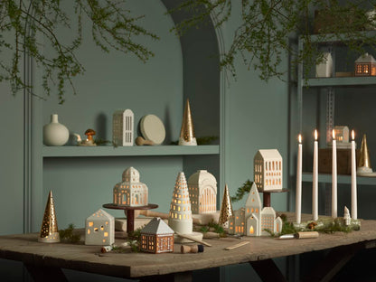 Kahler Gingerbread Lighthouse | Stoneware Tealight Holder | Brown | Small 4.7 Inch