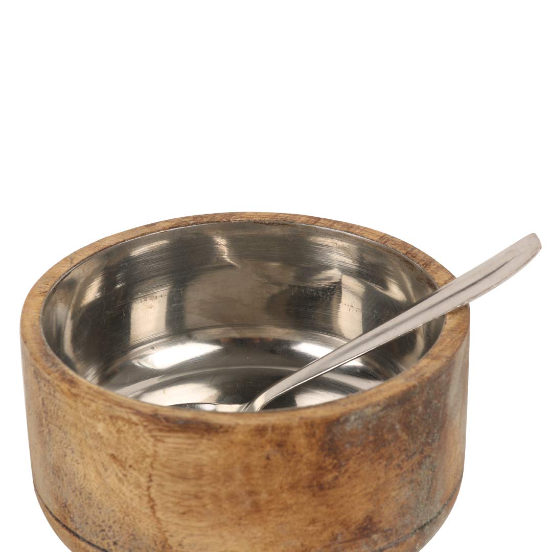 Decorative Rustic Wooden Sugar Bowl With Lid Wide Mouth Candy Treat Jar Spice Jar Holder Condiment Nuts Serving Bowl Pot Salt Spice Herb Loose Leaf Tea Storage Container Novelty Home & Kitchen