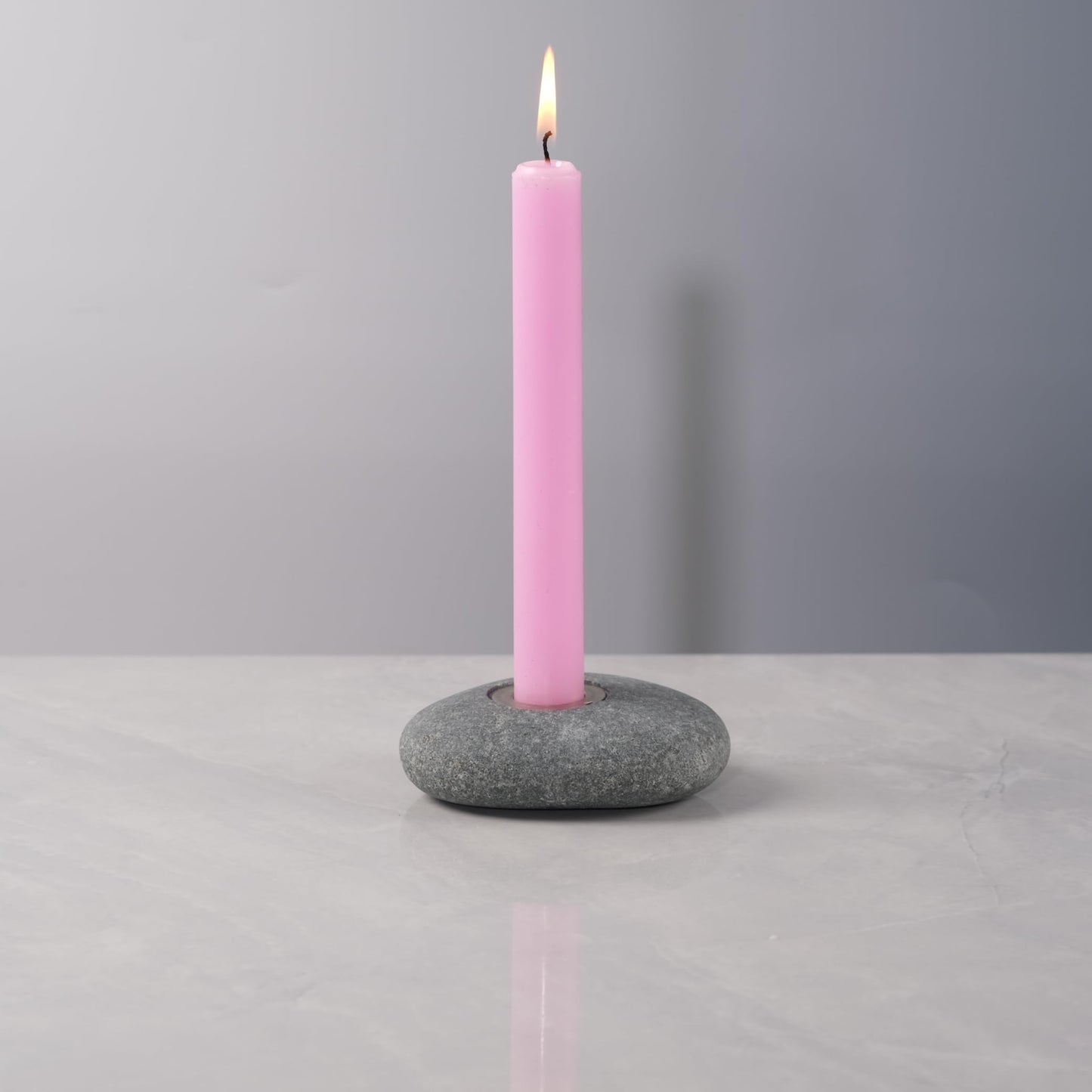 ICNBUYS Handmade Natural Pebble Taper Candle Holder Handcrafted Taper Candle Holder for Altar, Mantle, Desk, Table, Shelf