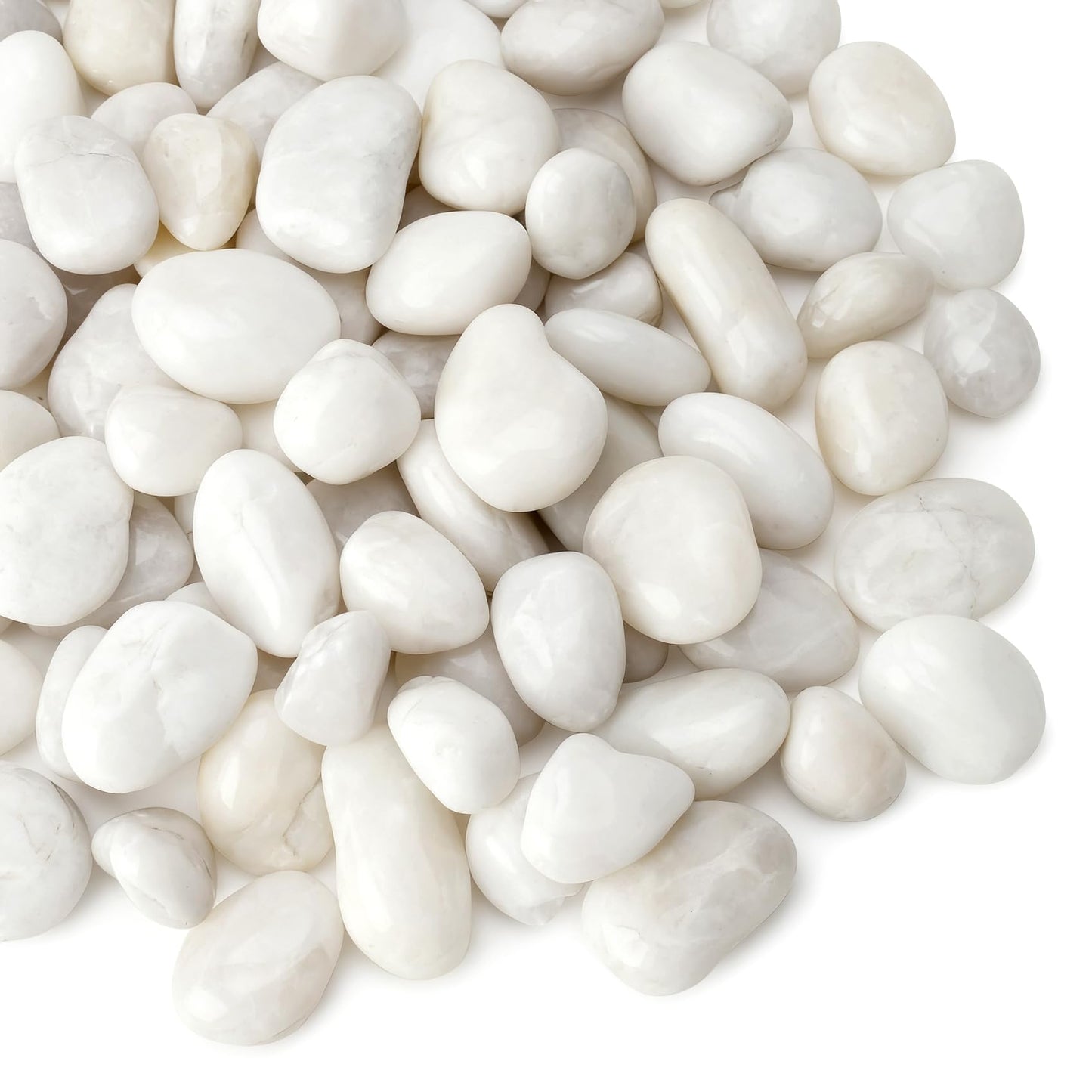 Mr. Fireglass 5lb White River Rocks, 3/8 inch Natural Decorative Polished Pebbles Aquarium Gravel Stones for Landscaping, Indoor Plants, Vase, Succulent, Fish Tank