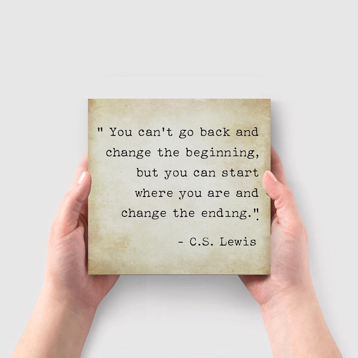 Inspirational Quotes Office Decor for Men, Rustic Wooden Block Plaque Box Sign for Home Office Desk Shelf Table, Motivational Wall Decor Inspirational Gifts for Women Men Friends - C.S. Lewis