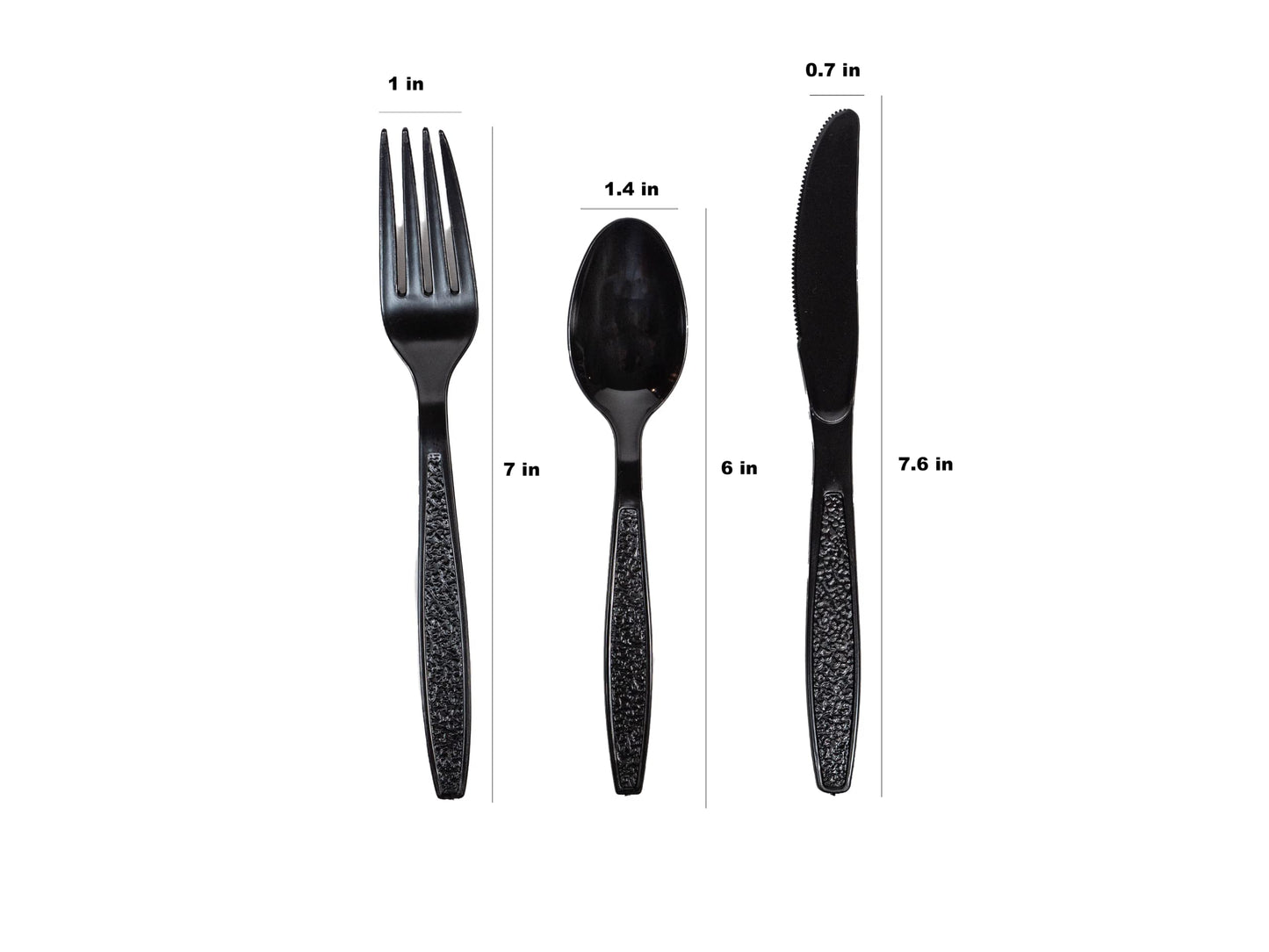 Heavy Weight Black Cutlery Kit - 250 Sets of Individually Wrapped Black Plastic Cutlery Packets (3-piece Kit)