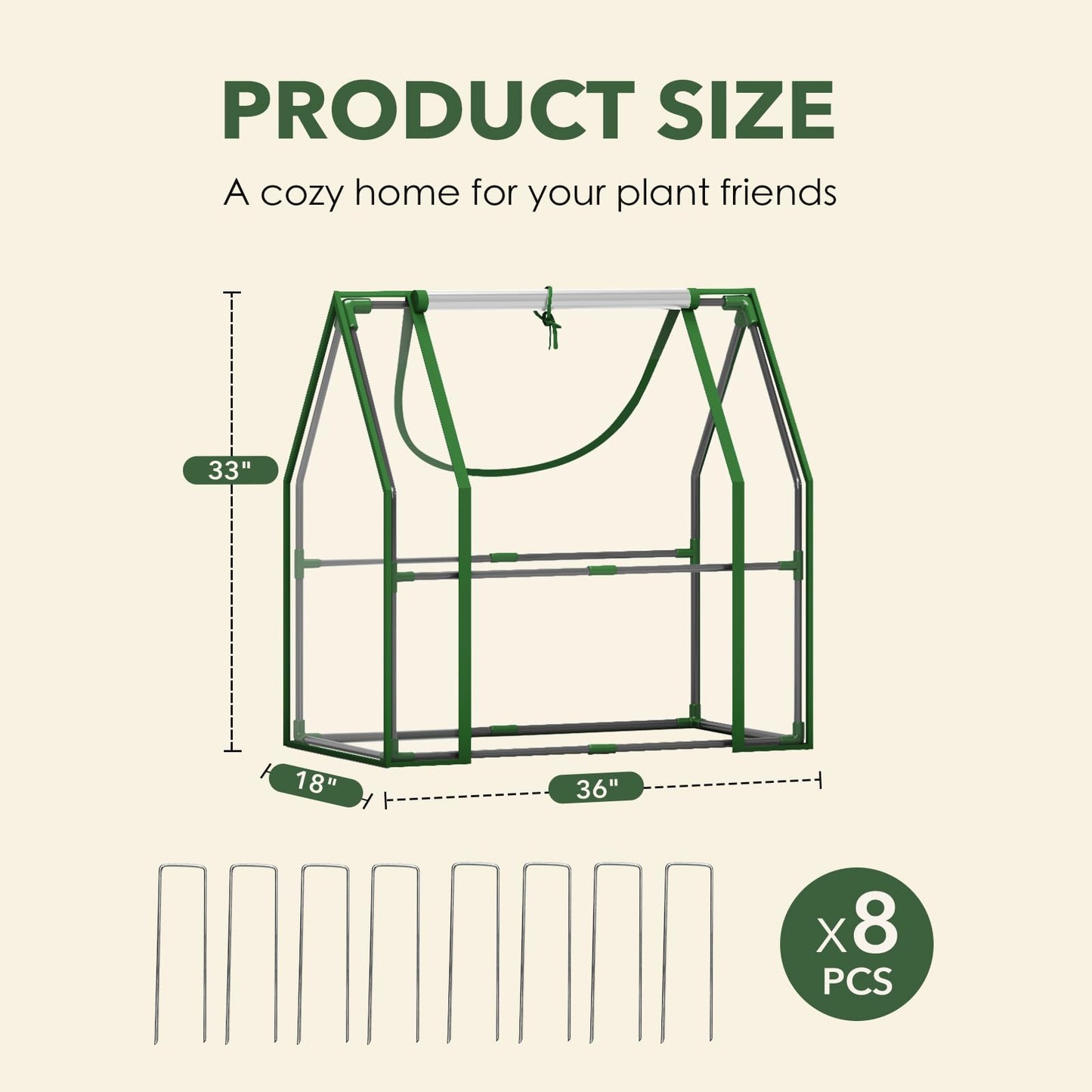 Wironlst Mini Greenhouse for Outdoors Indoor, Small Greenhouse with Innovative Dual Open Doors, Portable Garden Tent for Plants Protection (Transparent, 36"(L) x18(W) x33(H))