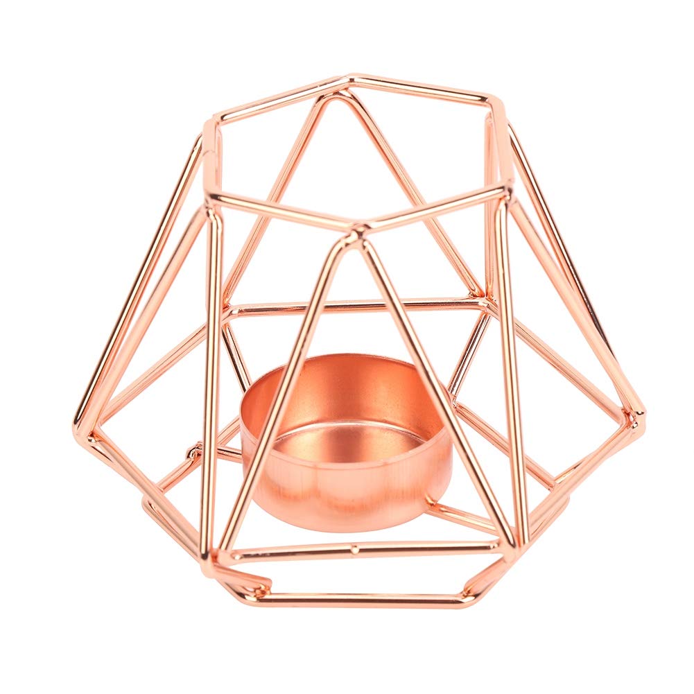 Geometric Tealight Candle Holders | Gold Hollow - Out Design for Table Decor/Wedding Centerpiece/Party | Nordic Style Iron Candlestick, 4.7x3.4 inch