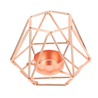 Geometric C and le Holder,Metal Nordic C and lestick,Centerpieces for Wedding, Home Decor Ceremony and Anniversary,C and lestick for Home Tabletop Art Deco(Rose Gold)