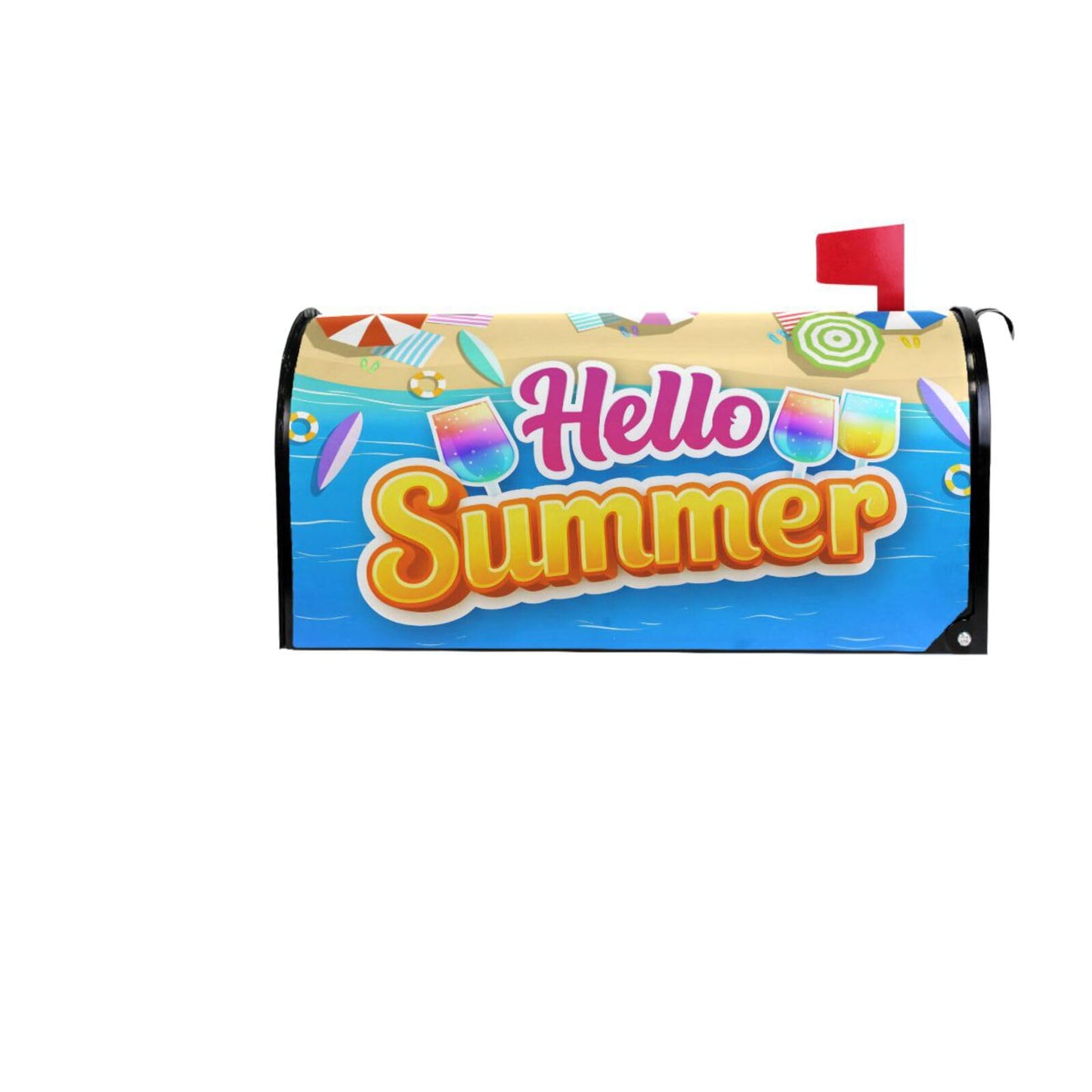 ALAZA Summer Time with Beach Magnetic Mailbox Cover MailWraps Garden Yard Home Decor for Outside Standard Size-18"x 20.8"