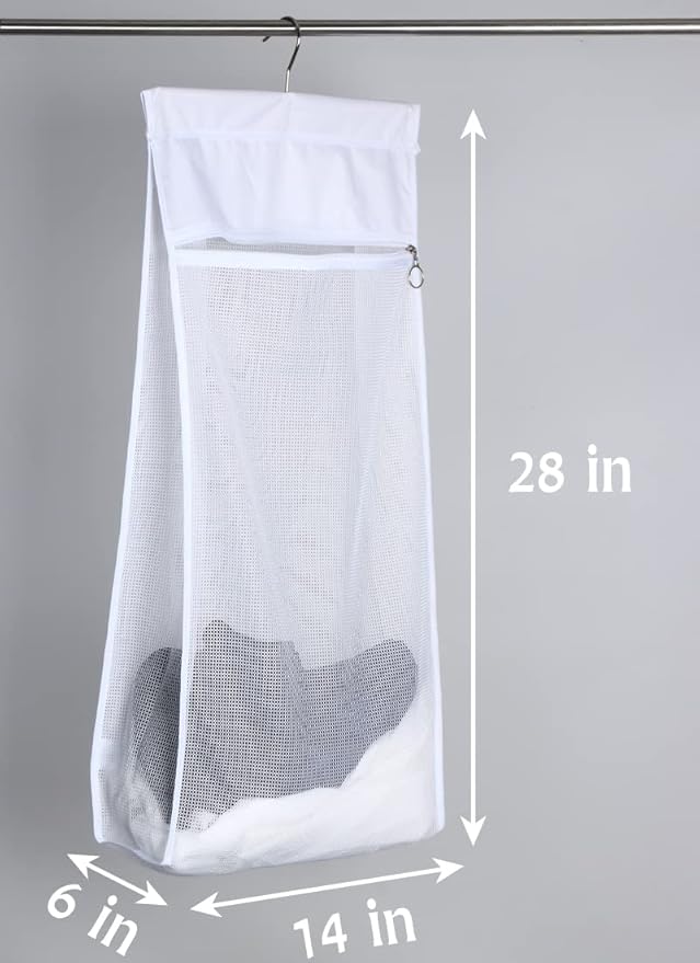 Jelier Hanging Mesh Laundry Basket, Collapsible Fabric Laundry Hamper