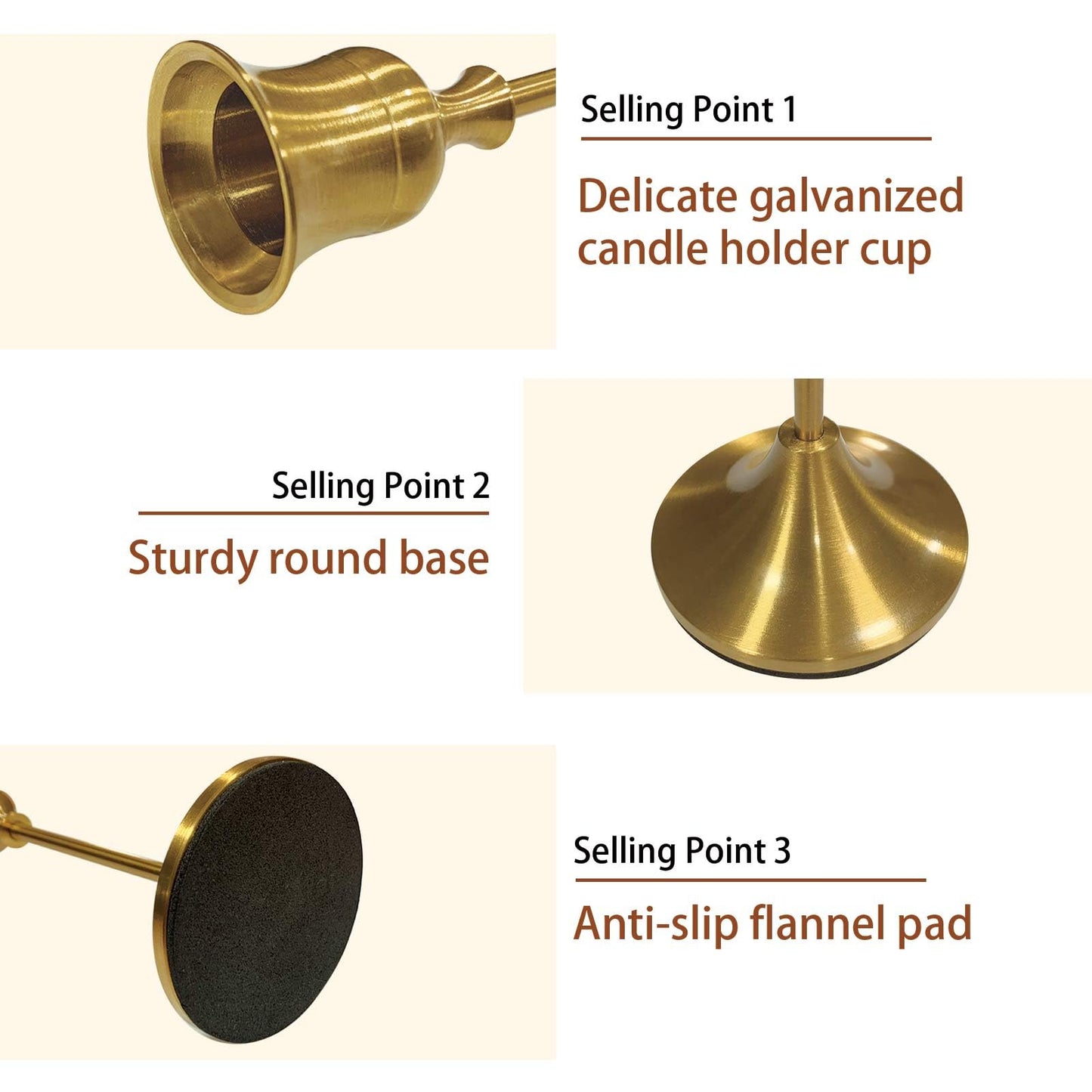 Candle Holder Brass Gold Candlestick Holders Set of 6, Metal Taper Candle Holders for Table Centerpiece Fits 3/4 inch Candles, Tall Candle Stands for Halloween Thanksgiving Christmas