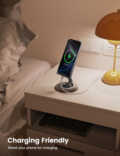 Lamicall Grey Phone Holder, Desk Accessories for Men - Gifts for Mothers Day for Teens, Boys, Girls, Adults & Men Simulated Wood Grain Cell Phone Holder, Office Decor, 4-10” Phones, iPad mini