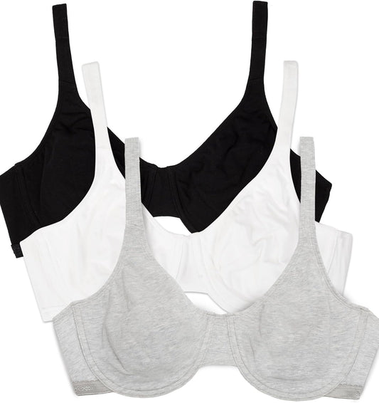 Fruit of the Loom Women's Multi-Pack Unlined Underwire Cotton Bra