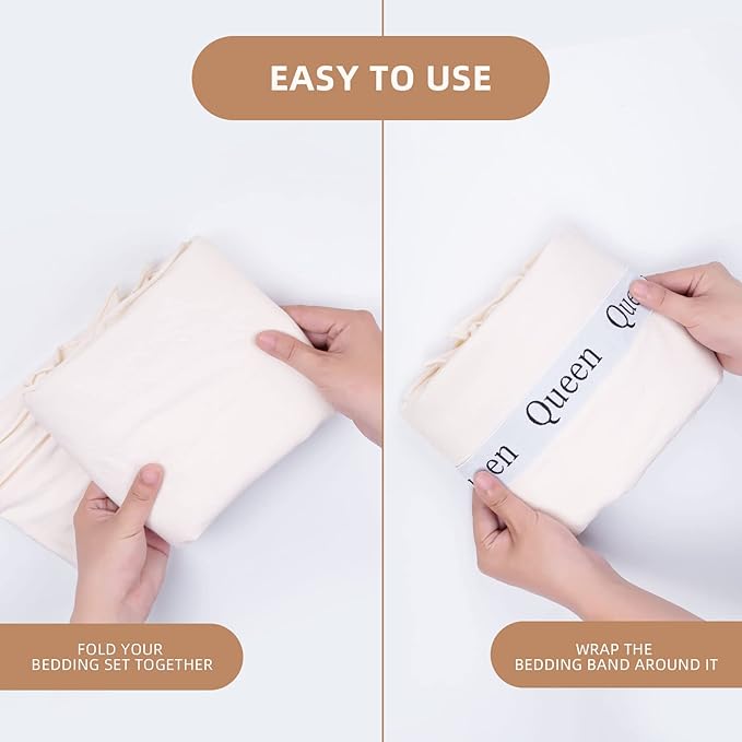 4PCS Bed Sheet Organizer Bands, Storage Labels and Sheet Keepers