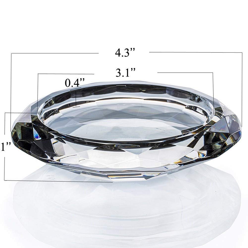 DONOUCLS Crystal Candle Holders Pillar Candlestick Decorations for Home Party Dinner Christmas Suitable for Large Cylindrical Candles Hand-Cut 4.3'' X 1'' Clear