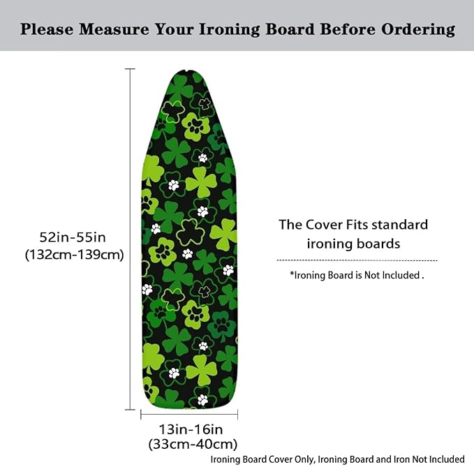 Ironing Board Cover and Pad Green Leaf Thick Padding Standard Size Iron Board