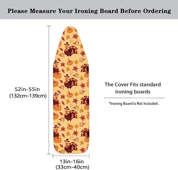 Fall Pumpkins Turkey Ironing Board Pad and Cover Standard Ironing Board Cover