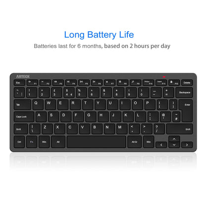 Arteck 2.4G Wireless Keyboard Ultra Slim and Compact Keyboard with Media Hotkeys for Computer Desktop PC Laptop Surface Smart TV and Windows 11/10/8/7, Black