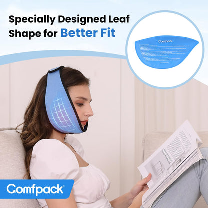 Comfpack Face Ice Pack Wrap for TMJ Relief with 4 Reusable Hot Cold Gel Packs, Wisdom Teeth Ice Pack Head Wrap for Tonsillectomy, Tooth Extraction & Teeth Removed, Oral Surgery, Cosmetic Injection