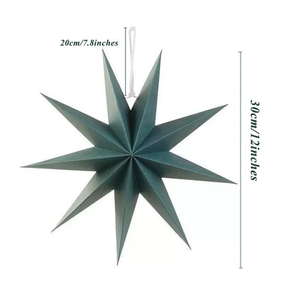 5Pcs Sage Green Paper Star 12 Inch 9-Pointed Hanging Star Lanterns for Christmas Wedding Birthday Home Winter Party Decortion