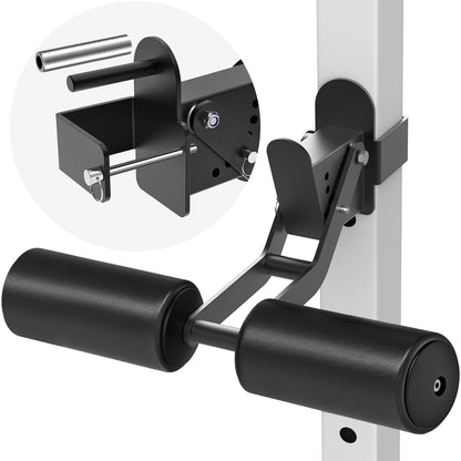 SELEWARE Nordic Hamstring Curl Squat Rack Attachment for 3x3 Power Rack with 5/8" or 1" Hole - Adjustable Leg Hold Down Attachment with Leather Surface for Home Gym Workouts