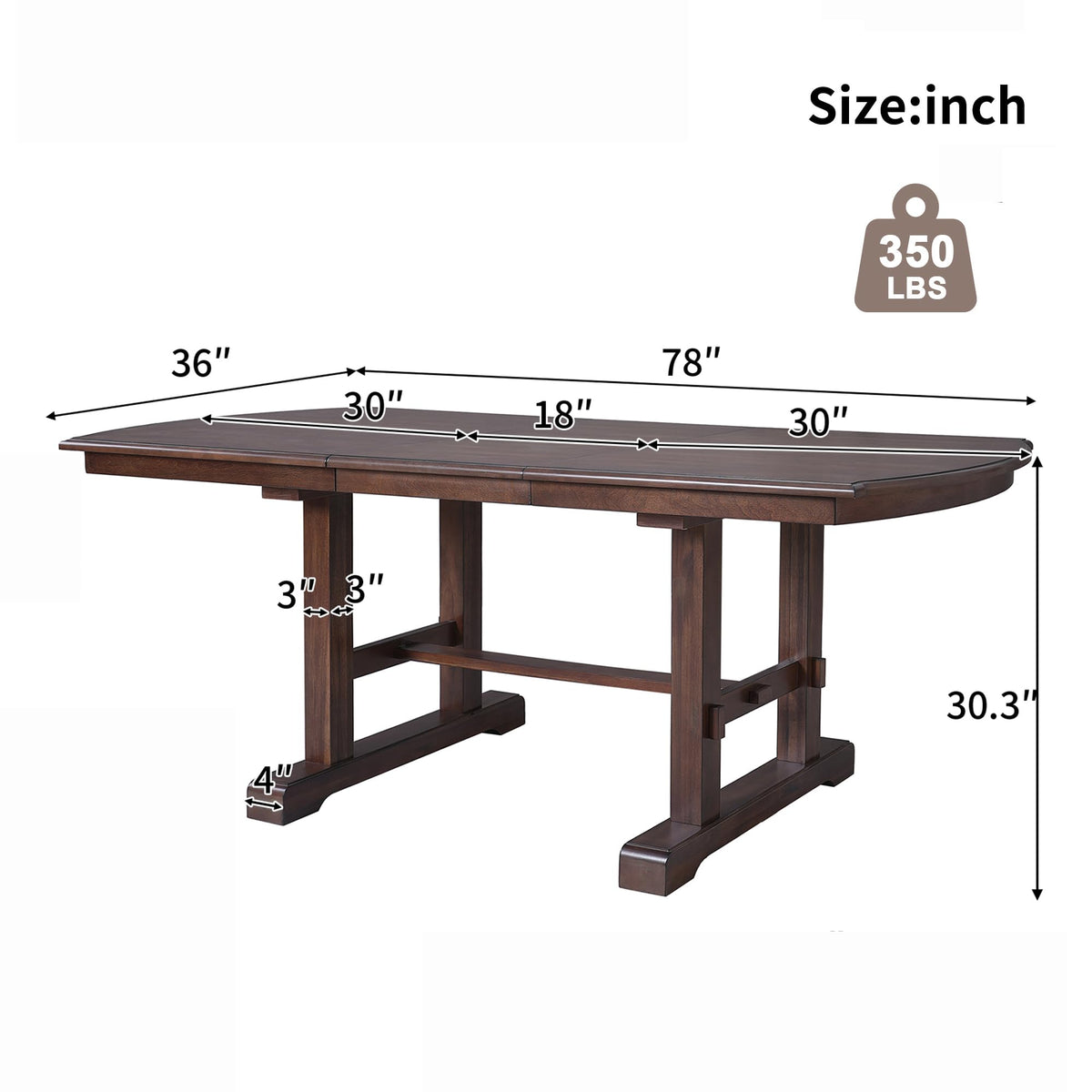 Ball & Cast 60"-78" Extendable Farmhouse Dining-Table for 6-8, Expandable Wooden Kitchen Table with 18" Removable Leaf, Large Retro H-Leg Dining Room Table for 4-8,Space Saving & Sturdy, Cherry