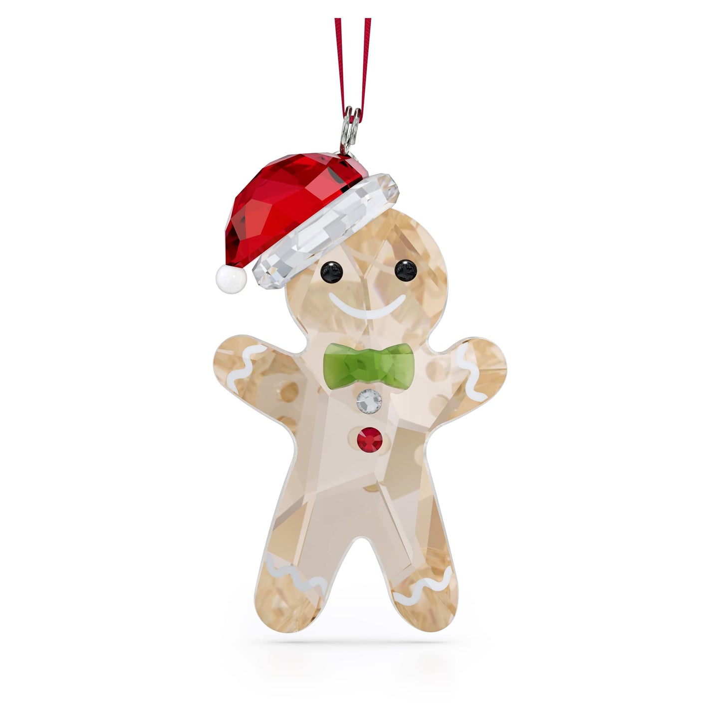Swarovski's Holiday Cheers Gingerbread Hanging Ornament, Gold-Tone, Green and Red Crystals, Part of the Holiday Cheers Collection