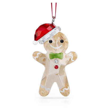 Swarovski's Holiday Cheers Gingerbread Hanging Ornament, Gold-Tone, Green and Red Crystals, Part of the Holiday Cheers Collection