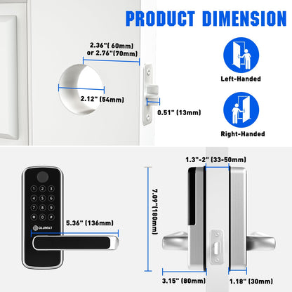 Smart Lock with WiFi Gateway, Keyless Entry Lock with Handle - Locks for Front Door with Keypad - Fingerprint Lock - App Control with Door Sensor - Auto Lock