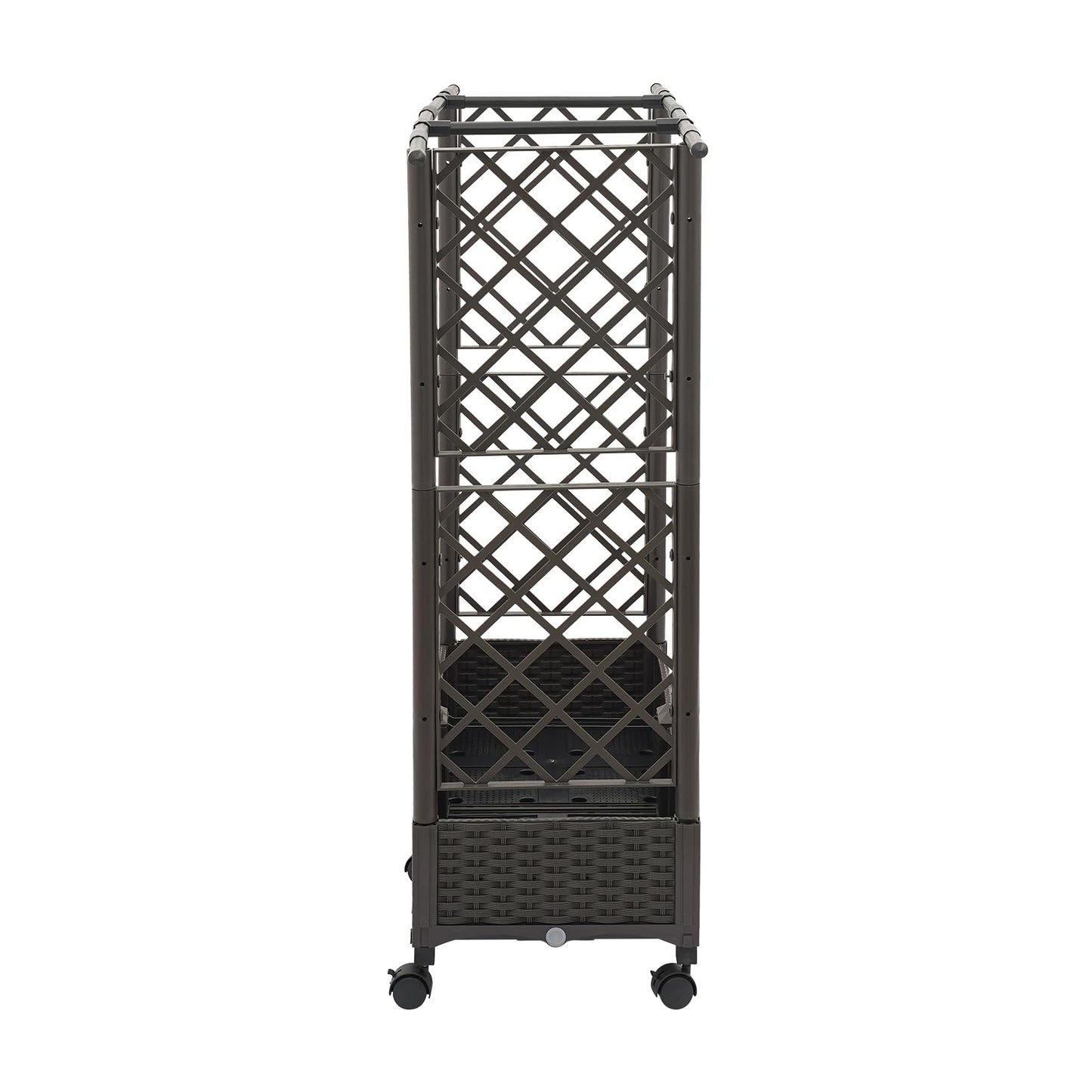 TFCFL Planter with Trellis Raised Garden Beds,Trellis Planter Self-Watering Box with Wheels,Outdoor Vegetable Flower Privacy Planter Box for Backyard Balcony Patio