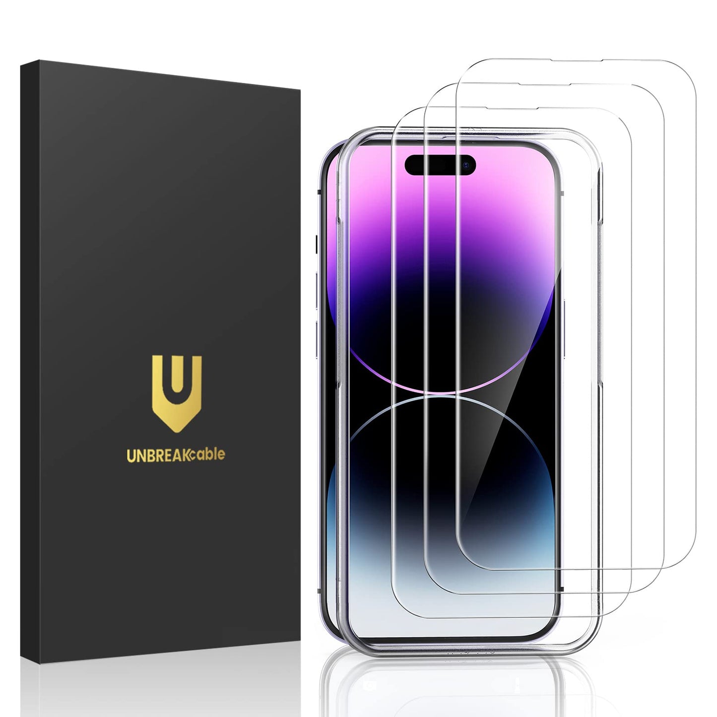 UNBREAKcable Shatterproof Tempered Glass Screen Protector for iPhone SE 2022/SE 2020, iPhone 8/7 [3-Pack] [99.99% HD Clear] [Easy Installation Frame] [9H Hardness][Bubble Free] for Apple 4.7''