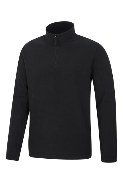 Mountain Warehouse Camber II Mens Half-Zip Fleece - Lightweight & Quick Dry Microfleece - Autumn, Winter, Outdoors Black L