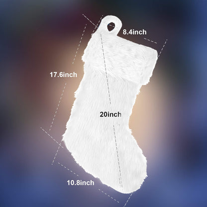 Pangda 2 Pcs White Christmas Stockings 20 Inch Faux Fur Xmas Stocking Snowy Stockings Fireplace Hanging Gift Bags for Xmas Holiday Family Party Decoration