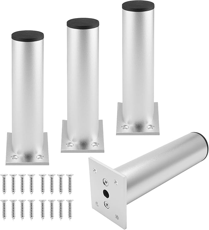 Set of 4 Furniture Legs 6 Inch, Adjustable Aluminum Alloy Cabinet Legs