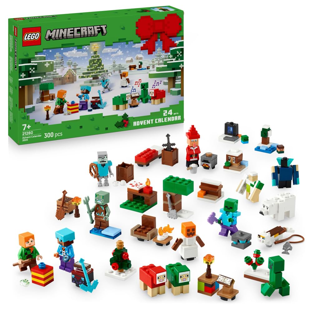 Lego Minecraft 21280 Minecraft Advent Calendar 2025 Toy Birthday Present Blocks for Boys and Girls Children 7 Years Old 8 Years Old 9 Years Old Elementary School Students Micra Minecraft Goods Game