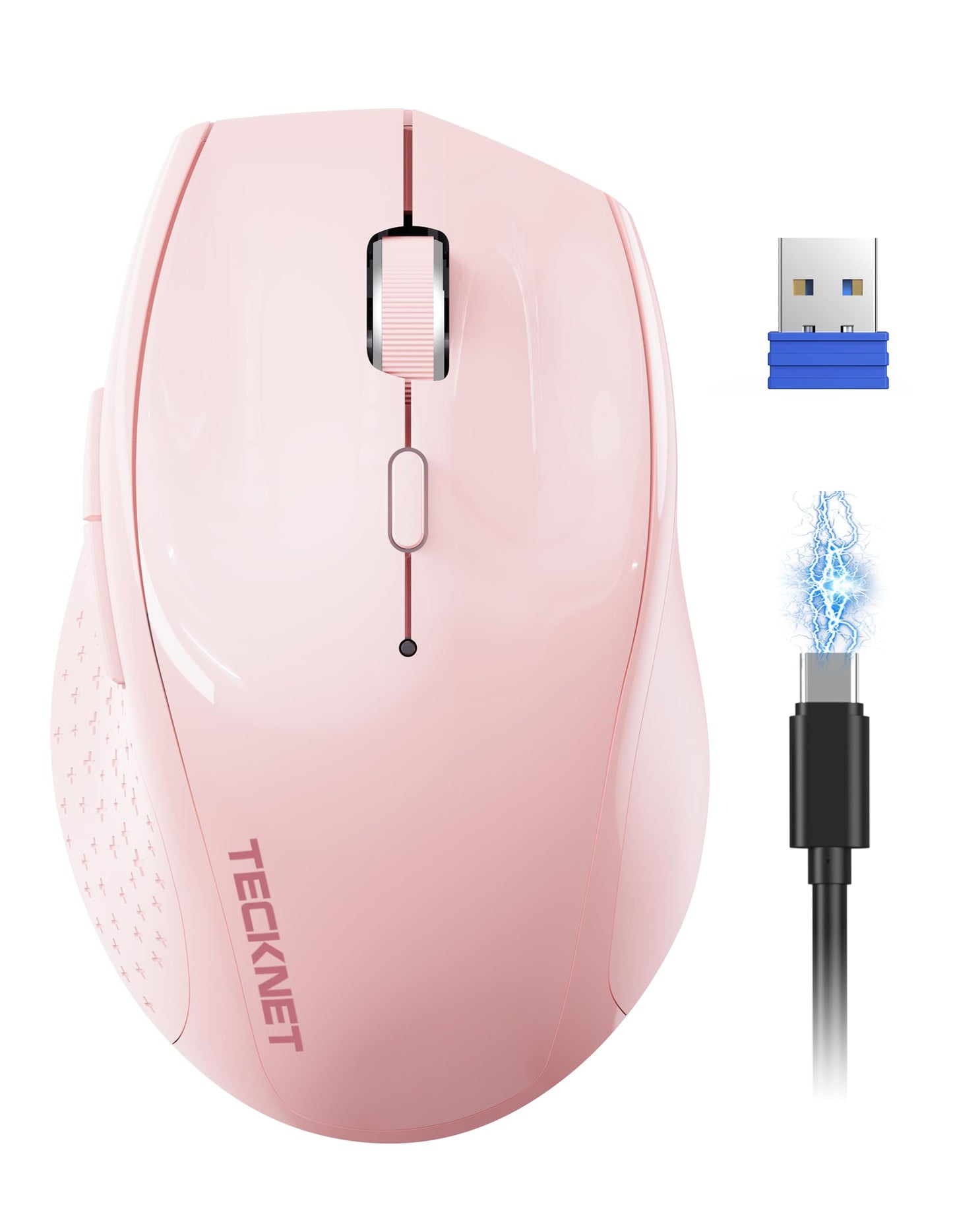TECKNET Wireless Mouse Rechargeable,Mouse for Laptop Computer,2.4G USB Computer Mice Wireless,6 Button 6400 DPI Ergonomic Silent Mice,Portable Cordless Travel Mice-Wide Compatibility