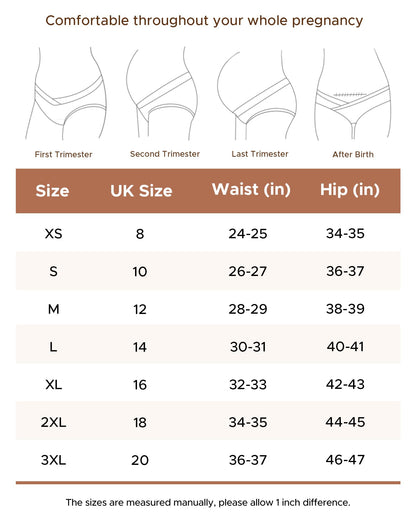 INNERSY Women Maternity Panties Under The Bump Low Rise Pregnancy Underwear C Section Recovery Nursing Cotton Briefs 5 Pack(UK12(Hip: 38-39-inch),Color 1)
