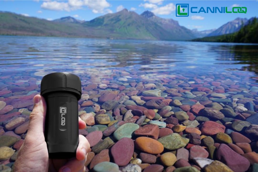 Canniloq TXD120 Airtight Storage Jar and Smell Proof Container Keeps Herbs Fresh for Months, 120ml, Black Body, Black Cap