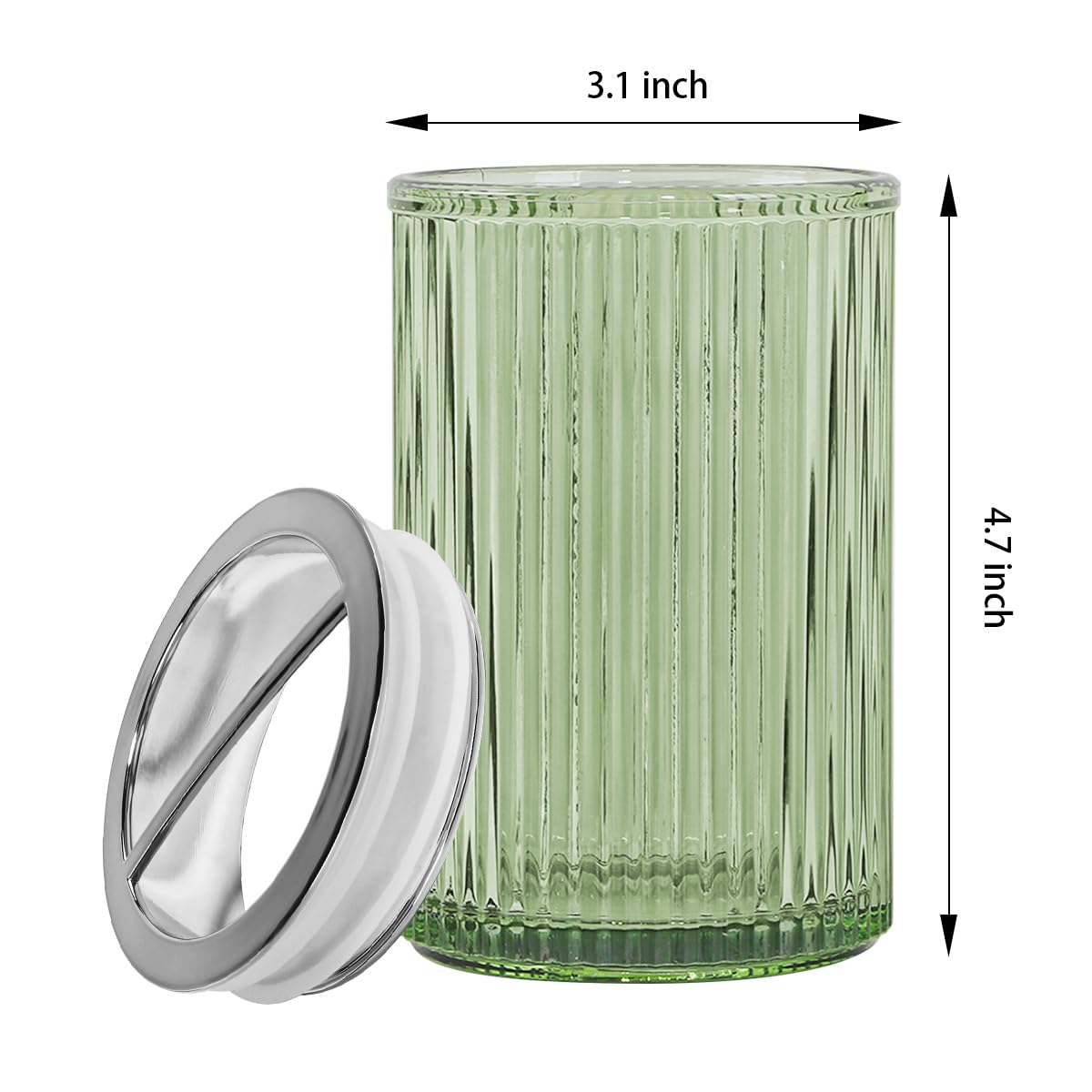 Tonxus Green Toothbrush Holders for Bathrooms, 2pcs Glass Toothbrush Holder and 12oz Bathroom Tumbler Cup Set, Silver Tooth Brush and Toothpaste Organizer for Bathroom Vanity Countertop