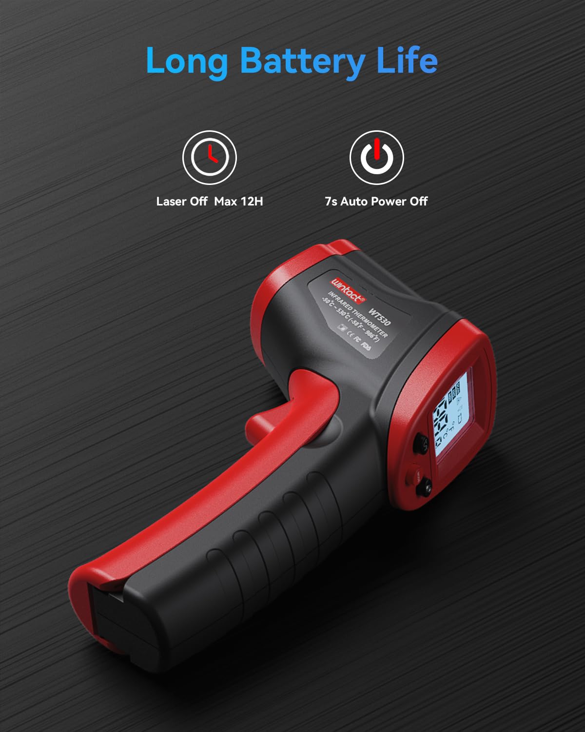 Wintact Infrared Thermometer Temperature Gun -58℉ to 986℉, Digital IR Heat Surface Temp Gun, Non-Contact Laser Thermal Gun for Cooking Food, BBQ, Pizza Oven, Grill, Griddle Accessories