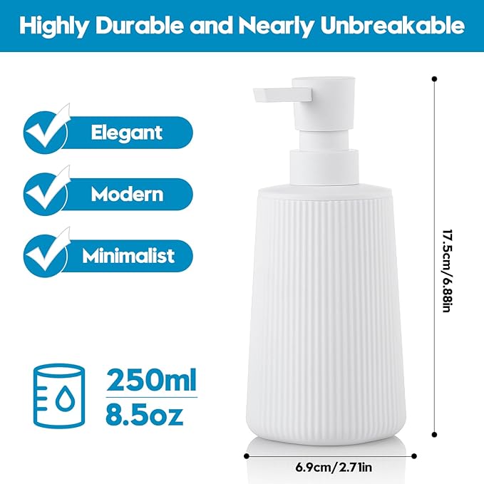 Small Soap Dispenser for Bathroom and Kitchen, Modern Farmhouse Striped Style