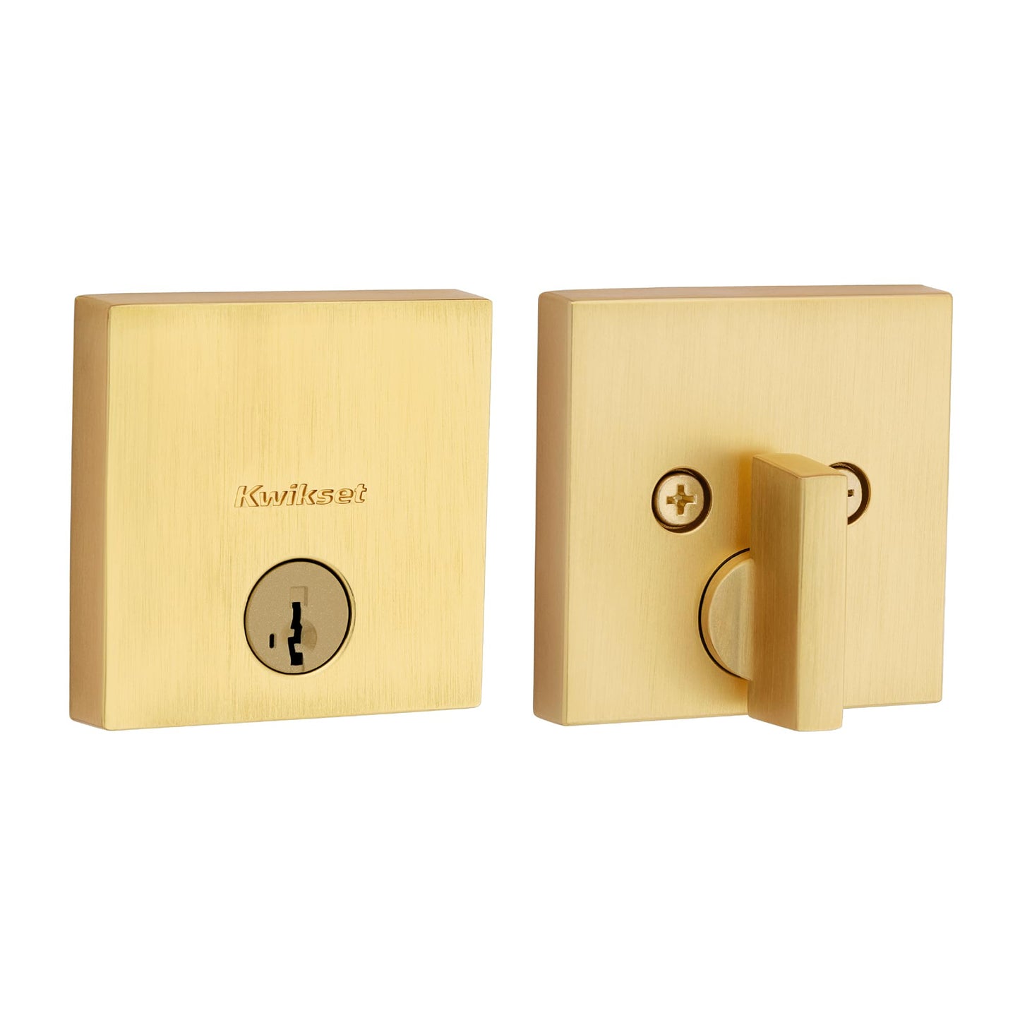 Kwikset Downtown Deadbolt Lock, Matte Black Square Exterior Keyed Front Entry Door, Pick Resistant SmartKey Rekey Security, Single Cylinder Dead Bolt, with Microban Protection