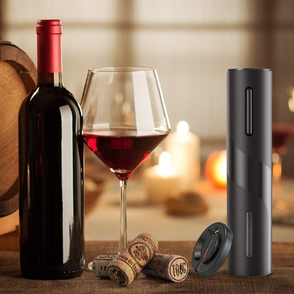 COKUNST Electric Wine Opener, Battery Operated Wine Bottle Openers with Foil Cutter, One-click Button Corkscrew Remover for Home Kitchen Party Wedding