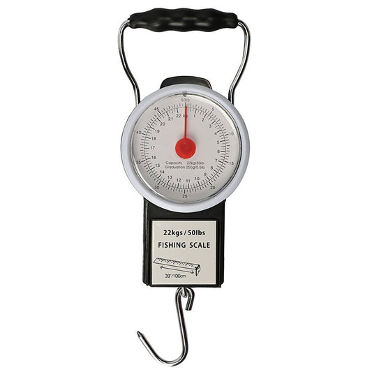 Goture Fishing Hanging Scale Mechanical Kitchen and Fish Fishing Scale Multi-Purpose Portable Hand Held Dial Weight Scale with Tape Measure (50 Lbs / 22Kg)