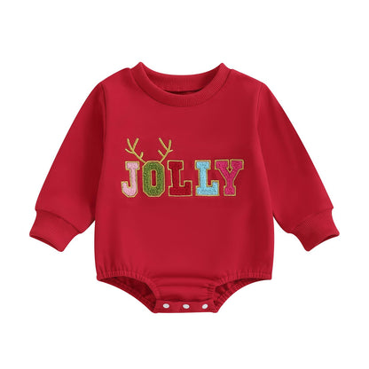 FOCUSNORM Baby Girl Christmas Outfit Christmas Long Sleeve Romper Toddler Sweater Romper My First Christmas Baby Girl Outfit (Red K, 0-3 Months)