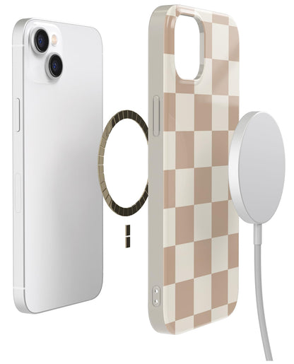 Casely iPhone 13 Case | Fit Check | Neutral Checkerboard | Compatible with MagSafe | Classic Ultra Slim Design