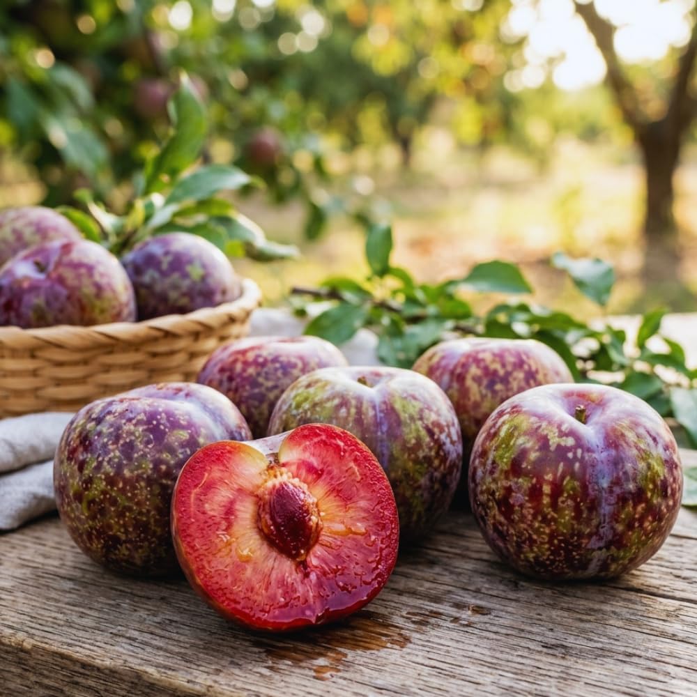 Flavor Pluot Tree Live Plant, Plum Apricot Plant, 3 Gallon Pot, 2-3 Ft Long, Sweet Fruit for Home Garden Outdoor, No Ship to CA